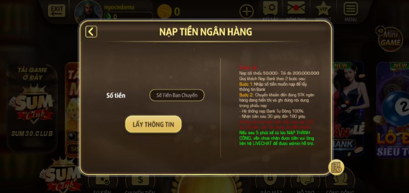 Kiểm tra các thông tin đã nhập để nạp tiền Sumclub trước khi bấm xác nhận